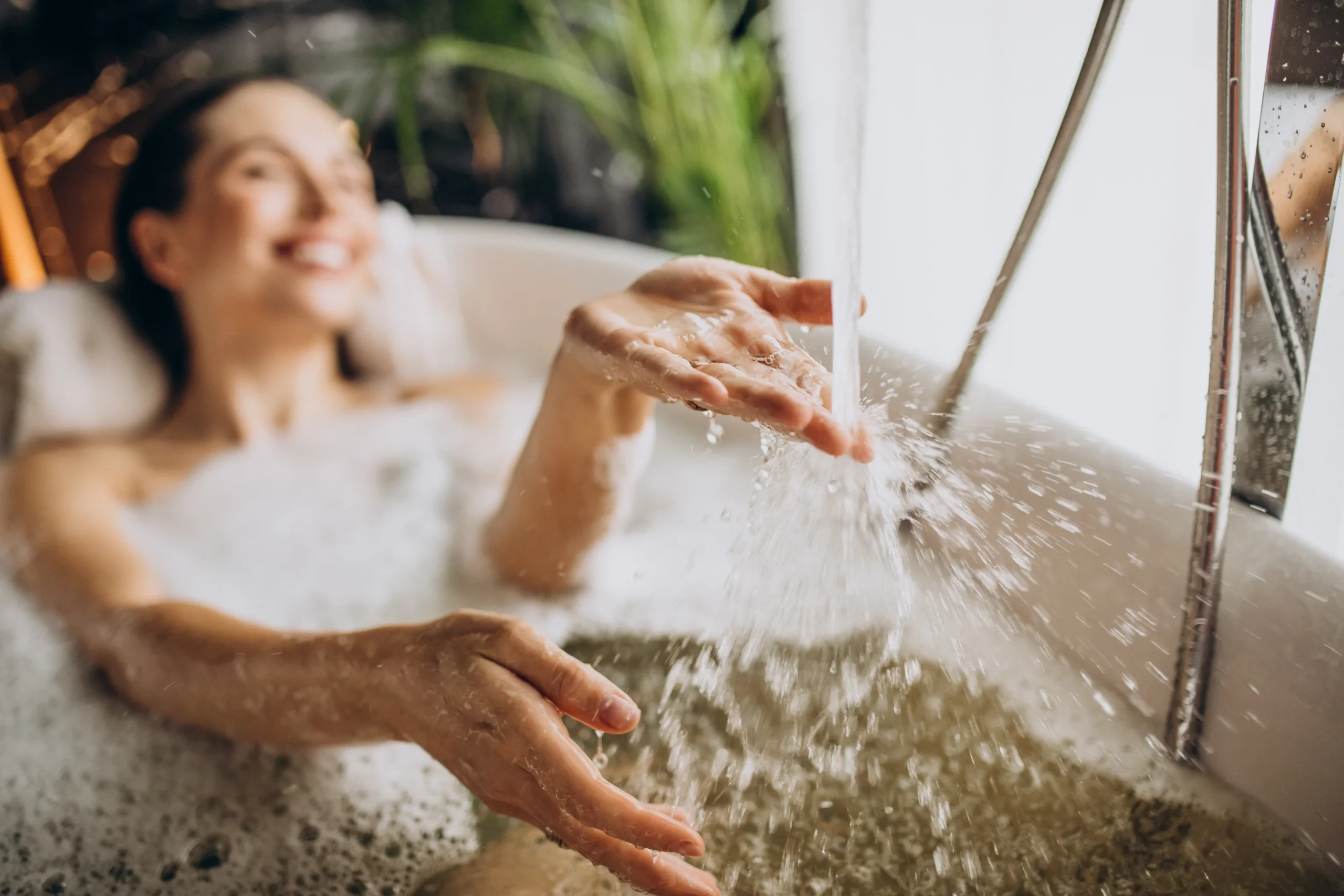 Solar Water Heater Women Relaxing