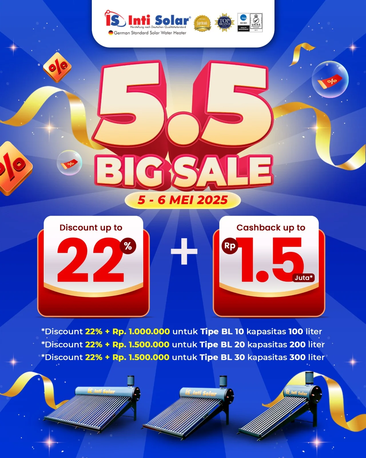 Solar Water Heater 5.5 sale